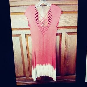 Long Orange with White Tie dye Dress M